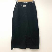 PINKHOUSE ブラックデニム ロングスカート Aライン 日本製 Lサイズ 実寸S～Mサイズ〈古着 used〉ピンクハウス　A59_画像1