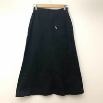 PINKHOUSE ブラックデニム ロングスカート Aライン 日本製 Lサイズ 実寸S～Mサイズ〈古着 used〉ピンクハウス　A59_画像2
