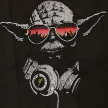 OLDSKULL ヨーダ DJ Tシャツ L ブラック STAR WARS スターウォーズ Yoda ジェダイ イラスト パロディ 映画 ムービー キャラクター_画像3