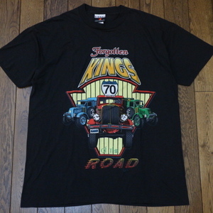 90s USA製 Forgotten KINGS Of The ROAD Tシャツ L ブラック トラック トラッカー アメ車 自動車 カー レーシング イラスト ヴィンテージ