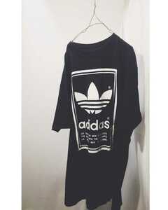 Vintage adidas box trefoil logo T-shirt 80s　アディダス　ボックスロゴ　トレフォイルマーク　Tシャツ　ビッグサイズ　　　　ビンテージ