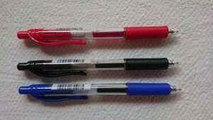 ★新品 TANOSEE ノック式ゲルインクボールペン　ニードルタイプ 0,5mm 3本セット 黒青赤