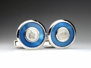 Dunhill AD blue shell blue butterfly . oval cuffs cuff links 