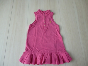 [ Ralph Lauren ] hose entering collar frill no sleeve polo-shirt One-piece pink *90cm*