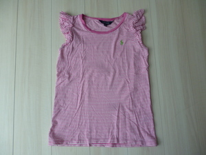 [ Ralph Lauren ] hose entering pink border T-shirt frill *160cm*