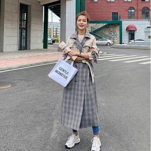 韓国ファッション　トレンチコート　ハイウエスト ドッキング