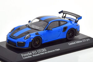 ミニチャンプス 1/43 ポルシェ 911 991 2 GT2 RS ヴァイサッハ パッケージ 2018 ブルー ブラック ブラックリム 222台限定 Minichamps 1:43