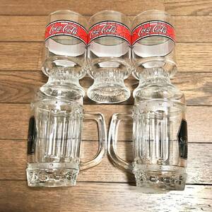 【 送料無料 非売品 5点セット 超美品 】コカコーラ サッポロ レトログラス