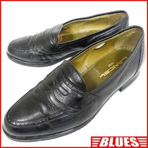 即決★LANCEL★25.5cm レザーコインローファー ランセル メンズ 黒 ブラック 本革 ビジネスシューズ 本皮 スリッポン 革靴 ペニー