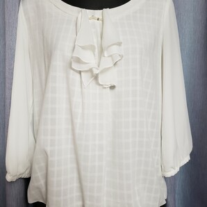 美品 7分袖シフォンブラウス Lサイズ