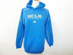 a177◆adidas UCLA FOOTBALL フーディー◆サイズL 14/16 ライトブルー色 アディダス UCLA フットボール パーカー 水色 3D