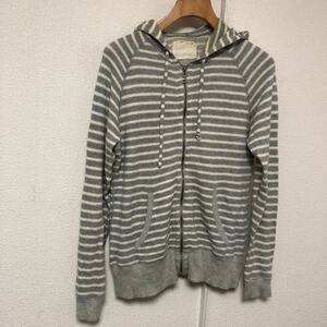 ヴィルームv-room ボーダー　フルジップパーカー M GAUZE FLEECE BORDER LONG SLEEVE ZIP HOODY