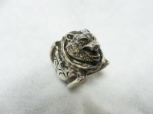 GODSIZEgodo size *. Wolf head motif sterling silver 925 ring ring 13 number 