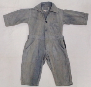 VintageOriginal 40's Kids blue . car n blur - all-in-one LittleMac Vintage old clothes child clothes 30's display miscellaneous goods Work coveralls 