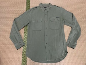  Vintage. atmosphere ]BLUE BLUE/b lube Roo military long sleeve shirt 3