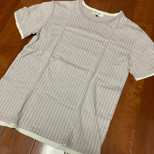 MK KLEIN HOMME メンズ　半袖Tシャツ ストライプシャツ XSサイズ グレー　A.V.V.