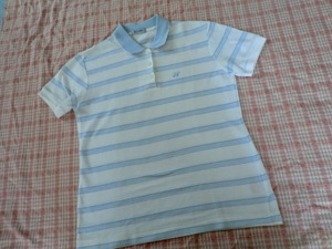  прекрасный товар *YONEX Yonex * размер M бледно-голубой окантовка рубашка-поло с коротким рукавом . изначальный Logo вышивка есть 