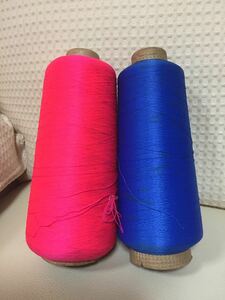 979. sewing-cotton * nylon thread * neon pink . bright blue 