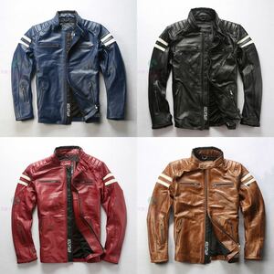 ●特価SALE レザージャケット 革ジャン 本革 カウハイド 牛革 バイクジャケット ライダーズ シングルライダース 4色 S～3XL選択可能