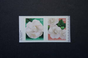 外国切手：カナダ切手 「クチナシ」 コイル2種連刷 未使用