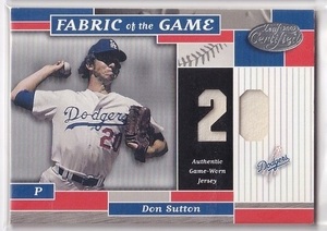 【ジャージカード】2002 Leaf Certified FABRIC of GAME #FG-40 Don Sutton 16/20