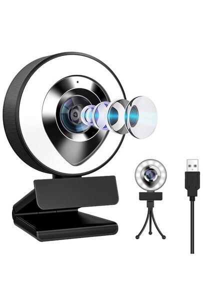 ウェブカメラ LEDライト フルHD 1080P 30FPS 高画質 200万画素