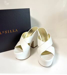 LE SILLA レ シーラミュールスクエアヒール 厚底美脚セレブ