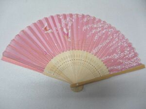 *Z-5 race butterfly . floral print pink fan / used 