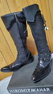  regular not yet hyde put on Gackt put on same type same color Roen Roenhiro Muta ka is la highest grade! python × Dias gold long boots black 41/ 26~27 HIROMU TAKAHARA