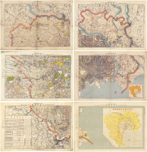 ★昭和７年(1932)★大東京全図 報知新聞社６枚組★スキャニング画像データ★古地図ＣＤ★京極堂オリジナル★送料無料★