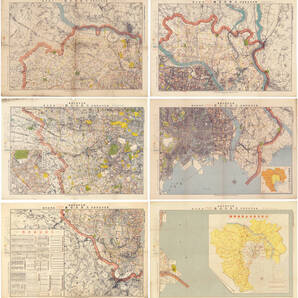 ★昭和7年(1932)★大東京全図★6枚組★報知新聞社★スキャニング画像データ★古地図CD★京極堂オリジナル★送料無料★