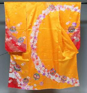 натуральный шелк "Семь, пять, три" ясная погода надеты ( кимоно с длинными рукавами 7 лет для ) 4 ..2704