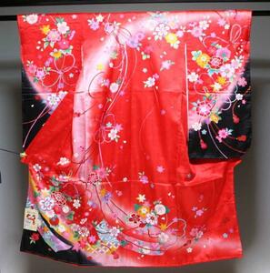  натуральный шелк "Семь, пять, три" ясная погода надеты ( кимоно с длинными рукавами 7 лет для ) 4 ..1611