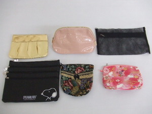 【お買得！】★ポーチいろいろ6点セット★①Dr.Ci:Labo/金 ②Her lip to/ピンク ③黒/メッシュ ④スヌーピー/黒 ⑤黒/花柄 ⑥ピンク/うさぎ