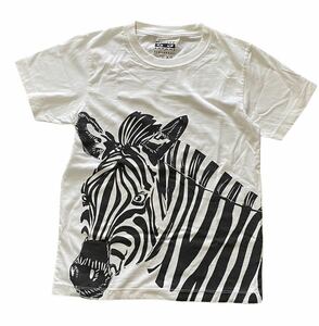 NIGHT SAFARI футболка XS размер .... зебра животное SINGAPORE короткий рукав футболка белый 