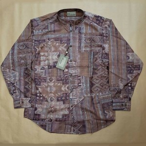 26^a483[M size ] unused D'URBAN Modular Durban total pattern rayon long sleeve shirt both . pocket pattern shirt men's 