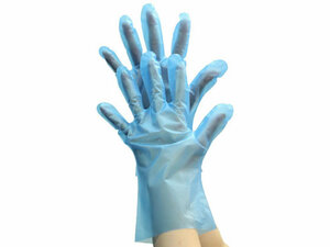 伸びる ストレッチポリ手袋 Z ブルー M 100枚　オザックス / 使い捨て手袋 / 食品衛生法適合品