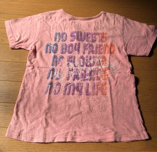 難あり ピンク バックプリントTシャツ 半袖Tシャツ
