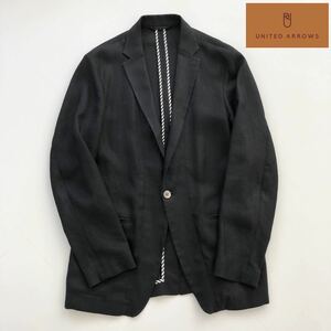 UNITED ARROWS WHITE LABEL リネン テーラード カジュアル ジャケット 麻 黒 ブラック サイズ 2（ 44 程度） ユナイテッドアローズ メンズ