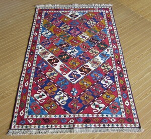 【158×102】イラン直輸入★アゼルバイジャン産キリム・KILIM■2047-428-18