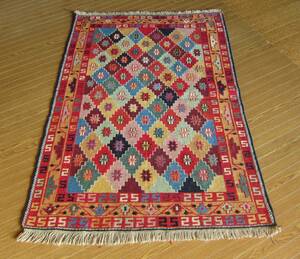 【145×105】イラン直輸入★アゼルバイジャン産キリム・KILIM■2053-363-18