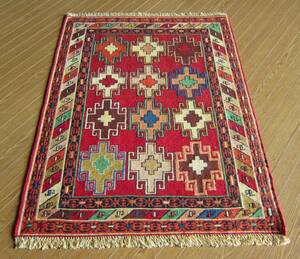 【100×80】イラン直輸入★アゼルバイジャン産キリム・KILIM■1955-340-12