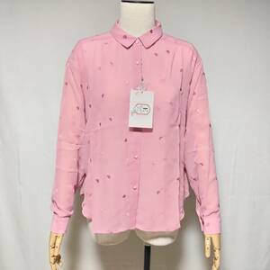  unused goods E hyphen world gallery E hyphen world gallery Heart embro Ida Lee blouse shirt pink S long sleeve 