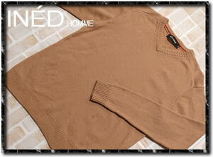 *INED HOMME Ined Homme V neck knitted Camel * a little defect 