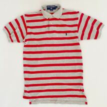 RALPH LAUREN ラルフローレン ポロシャツ メンズ見た目S(表記XSアメリカにて購入したのでUSサイズです) 中古着用5回よじれ有 赤×グレー_画像1