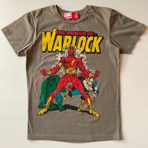 WARLOCK MARVEL メンズ TシャツM3回着用 チャコールグレー アメコミ レトロコミック ビンテージ MERCY VINTAGE ひび割れダメージプリント