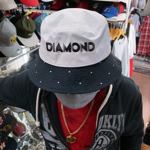 USA正規品 【S/M】 Diamond Supply Co. ダイヤモンドサプライ DECO BUCKET HAT バケットハット 撥水 ナイロン 2トーン 白 紺 ダイヤドット