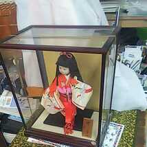 舞い童女 隆山作 市松人形 日本人形 ガラス 木製枠_画像6