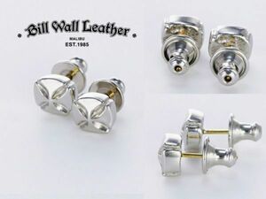 保管品◎3.5万◎BILL WALL LEATHERクロス スタッド ピアス ゴールドBWLビルウォールレザー イヤリング アクセサリー ユニセックス シルバー