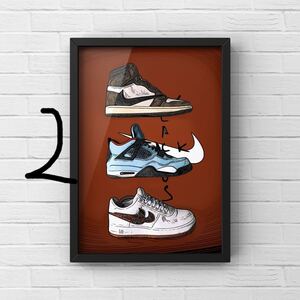 TRAVIS SCOTT AIR JORDAN1トラヴィススコットエアジョーダン1 オマージュアートポスター(フレーム付き)